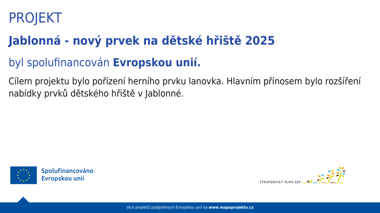 Jablonná - nový herní prvek na&nbsp;dětské hřiště